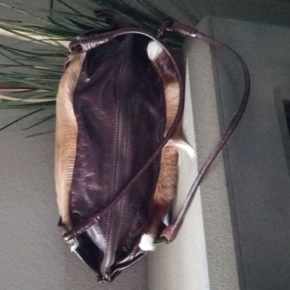 New! FASHION SENSITIVE PLANET African Springbok Fur Large Satchel Shoulder Bag - Picture 5 of 10